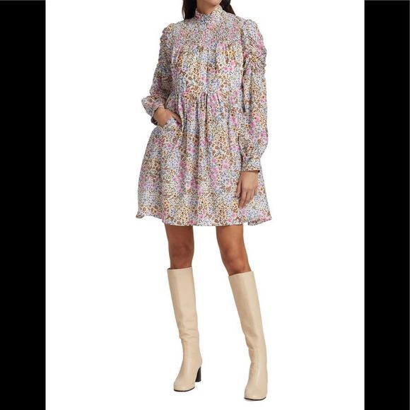 MUNTHE Womens Correct Smocked Floral Mini Dress Size 6 - Picture 15 of 16